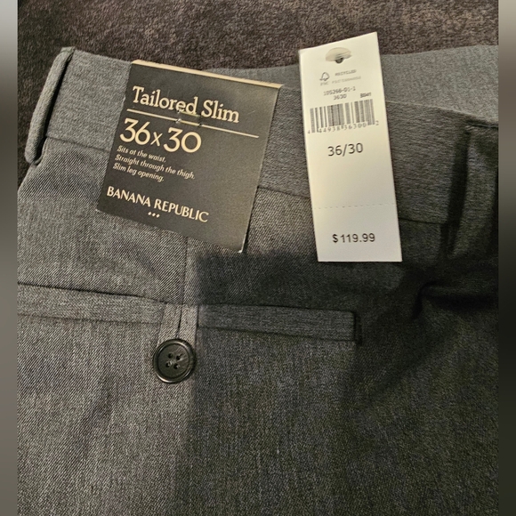 Banana Republic Men's Tailored Slim Slacks Gray 36 x 30 NWT - Picture 3 of 4